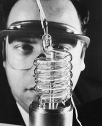 Portrait of a Scientist with Laser Equipment Poster Print
