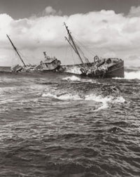 Ship sinking in the sea poster print, dramatic nautical artwork