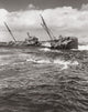 Ship sinking in the sea poster print, dramatic nautical artwork