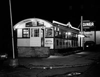 Little Diner on Street Corner Poster Print showcasing classic diner charm.