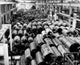 High angle view of rolls of steel in a warehouse poster print.