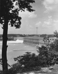 Hydroelectric Power Station on a river at Wilson Dam in Alabama, USA poster print.