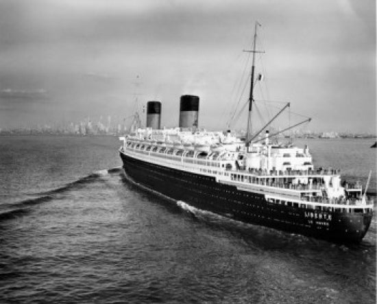 High angle view of cruise ship SS Liberte in the sea poster print.