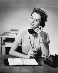 Close-up view of a businesswoman talking on the telephone poster print