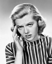 Close-up poster print of a young woman suffering from a headache, showcasing emotion and art.