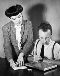 Businessman undergoing manual dexterity test poster print