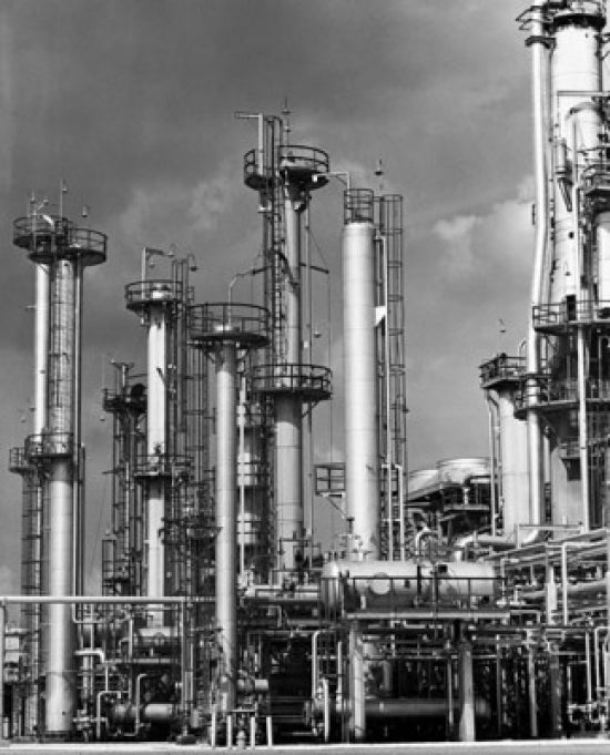 Smoke Stack at Murphy Oil Refinery Poster Print featuring an industrial landscape