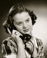 Close-up poster print of a teenage girl talking on the telephone