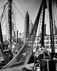 Low angle view of Fulton Fish Market in New York City poster print.