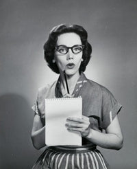 Surprised Young Woman Poster Print showcasing an expressive young woman.