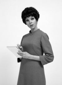 Studio portrait of a secretary holding a notepad poster print