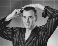 Mature man combing his hair poster print, elegant wall art.