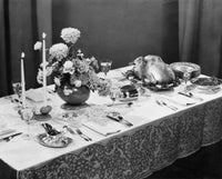Elegant close-up of a dining table place setting poster print.