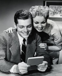 Close-Up of a Young Couple Looking at a Bank Book Poster Print.