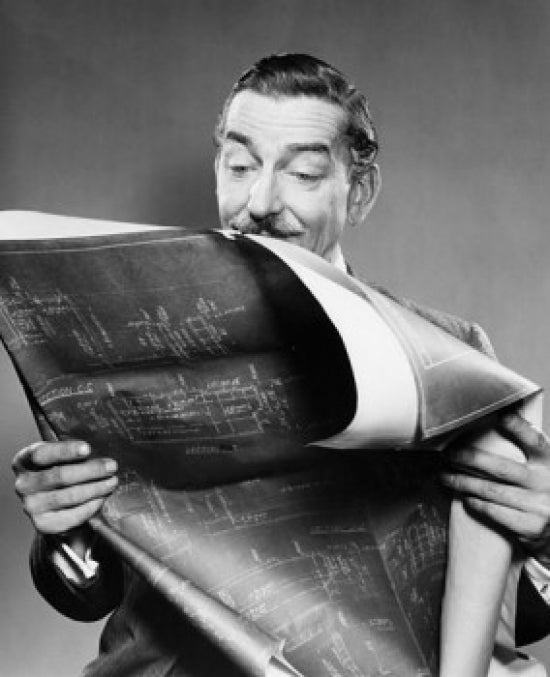 Architect Holding a Blueprint Poster Print
