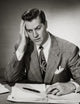 Businessman Holding His Head Poster Print - Office Decor