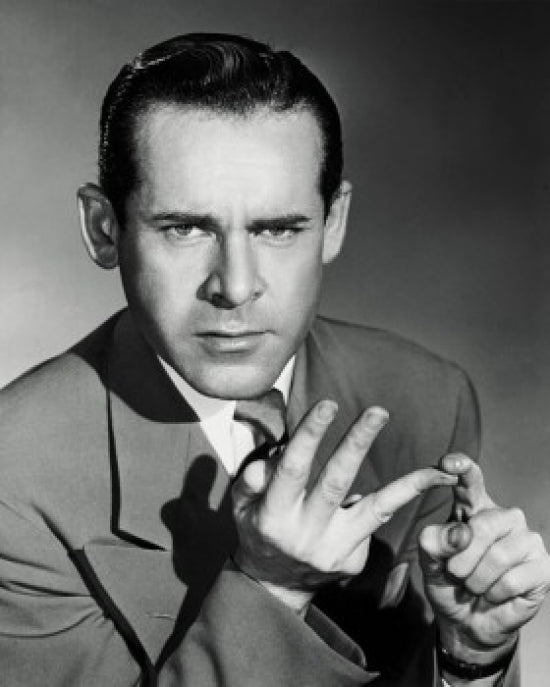 Portrait of a businessman counting on his fingers poster print.