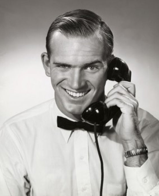 Portrait of Businessman Talking on Telephone Poster Print