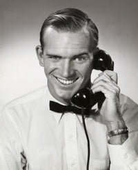 Portrait of Businessman Talking on Telephone Poster Print