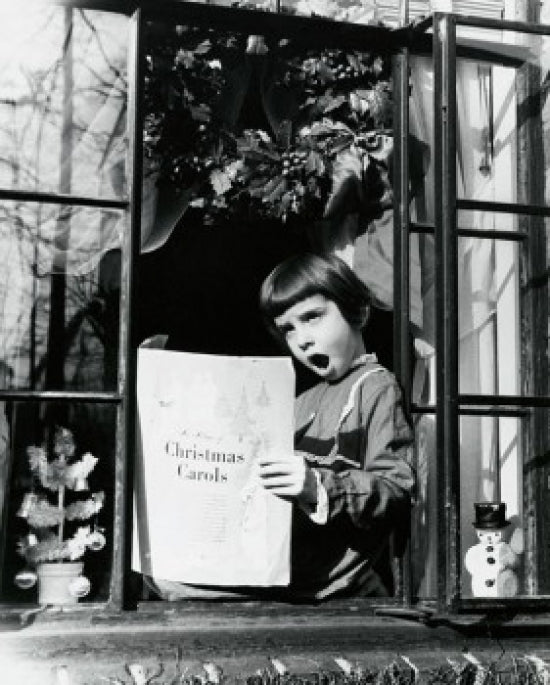 Girl Sitting at the Window and Singing Poster Print showcasing serene beauty and creativity.