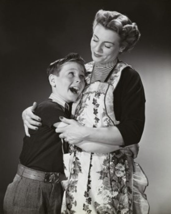 Mother Hugging Her Son Poster Print - Heartwarming Art