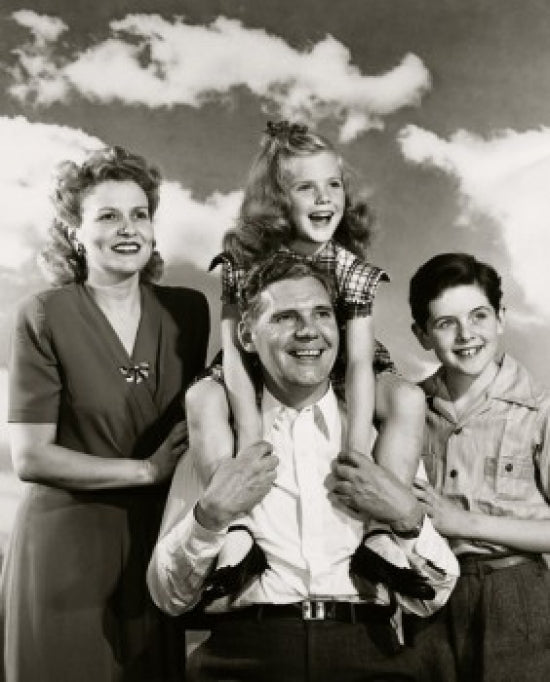 Parents and Their Children Standing Poster Print featuring a heartwarming family scene.