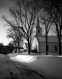 Church at the Roadside poster print depicting a serene rural scene.