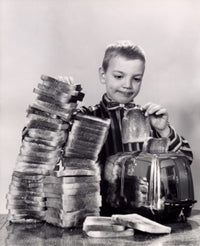 Boy Making Toast Poster Print on premium heavy stock paper