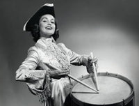 Portrait of a Young Woman Playing the Drum Poster Print