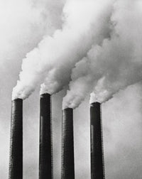 Smoke Emitting from Smoke Stacks Poster Print showcasing industrial aesthetics.