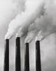Smoke Emitting from Smoke Stacks Poster Print showcasing industrial aesthetics.