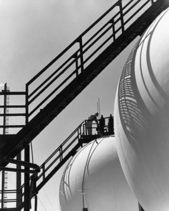 Two Horton Spheres in a chemical plant, Baton Rouge, Louisiana poster print.