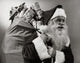 Santa Claus side profile poster print carrying Christmas presents