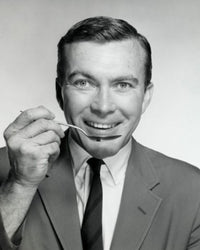 Portrait of a Businessman Eating with a Spoon Poster Print