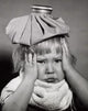 Close-up of a child suffering from a headache poster print.