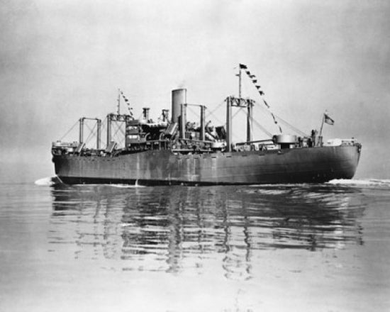 Container Ship in the Sea Poster Print showcasing a majestic ship sailing across the ocean.