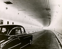 Close-up of a car moving through the Brooklyn-Battery Tunnel in NYC.