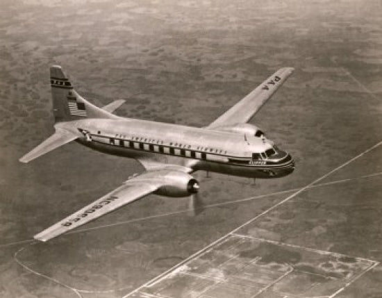 Convair Twin Engine Clipper Aircraft in flight poster print.