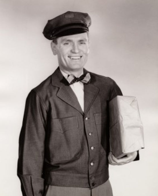Portrait of a Delivery Person Delivering a Package Poster Print