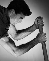 Side Profile of a Worker Pulling Crank Poster Print on premium paper.