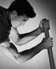 Side Profile of a Worker Pulling Crank Poster Print on premium paper.