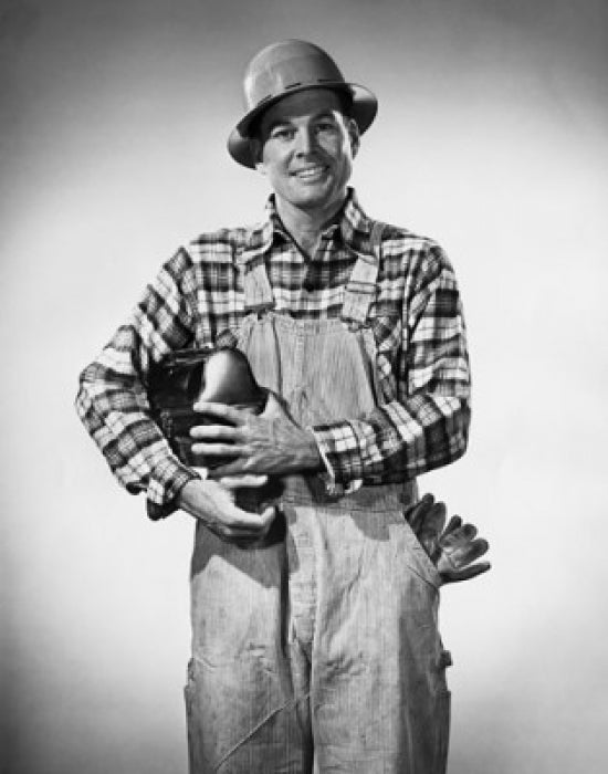 Construction Worker Holding a Lunch Box Poster Print