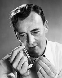Scientist using a micrometer screw gauge poster print on display
