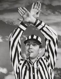Football referee giving a time out signal poster print
