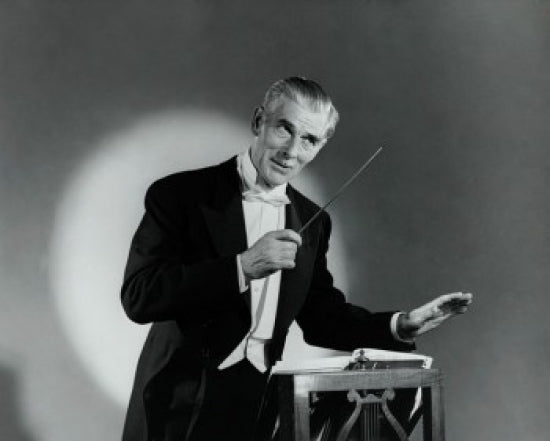 Close-up of a music conductor holding a conductor's baton poster print.