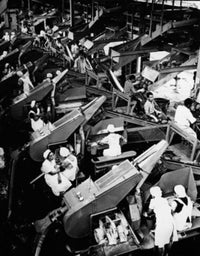 High angle view of workers in a pineapple processing plant, Honolulu, Oahu, Hawaii poster print.