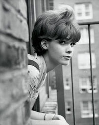 Portrait of a Teenage Girl Leaning Out of a Window Poster Print