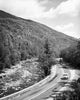 High angle view of cars on Highway 86 in Adirondack Mountains, New York.