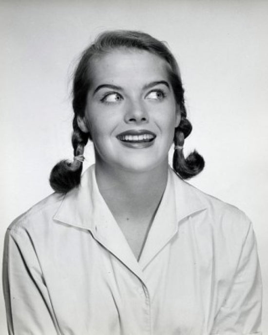 Close-up of a teenage girl smiling poster print