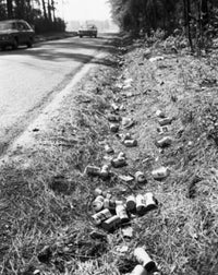 Garbage at the Roadside Poster Print showcasing urban decay.